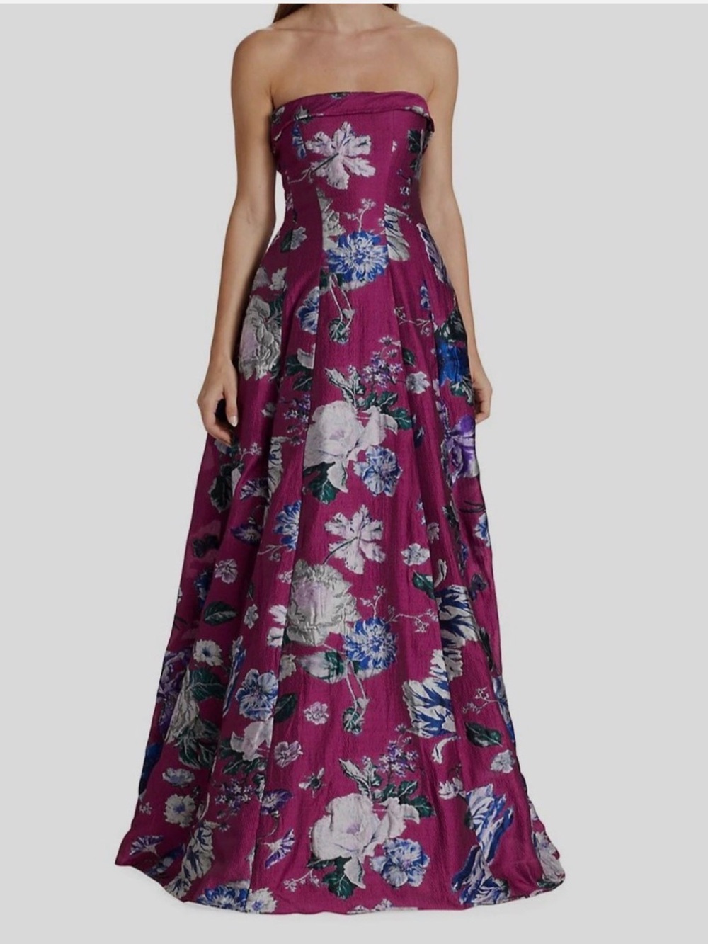 NWT Marchesa Notte Floral Fil Coupé Gown Size 6 Fuchsia N58G3079